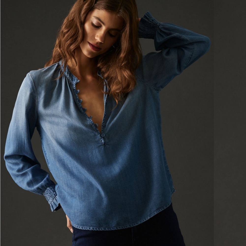 Cloth & Stone Anthropologie Chambray Henley Shirt XS